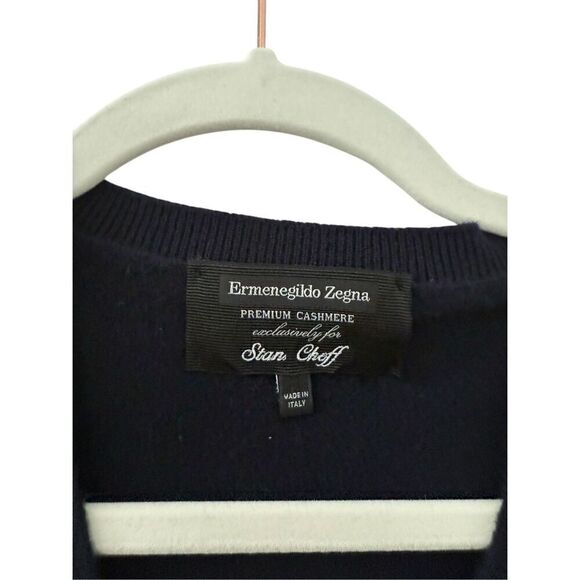 Ermenegildo Zegna Cashmere Knit Long Sleeve Pullover Sweater Black Men's Large - Picture 3 of 4